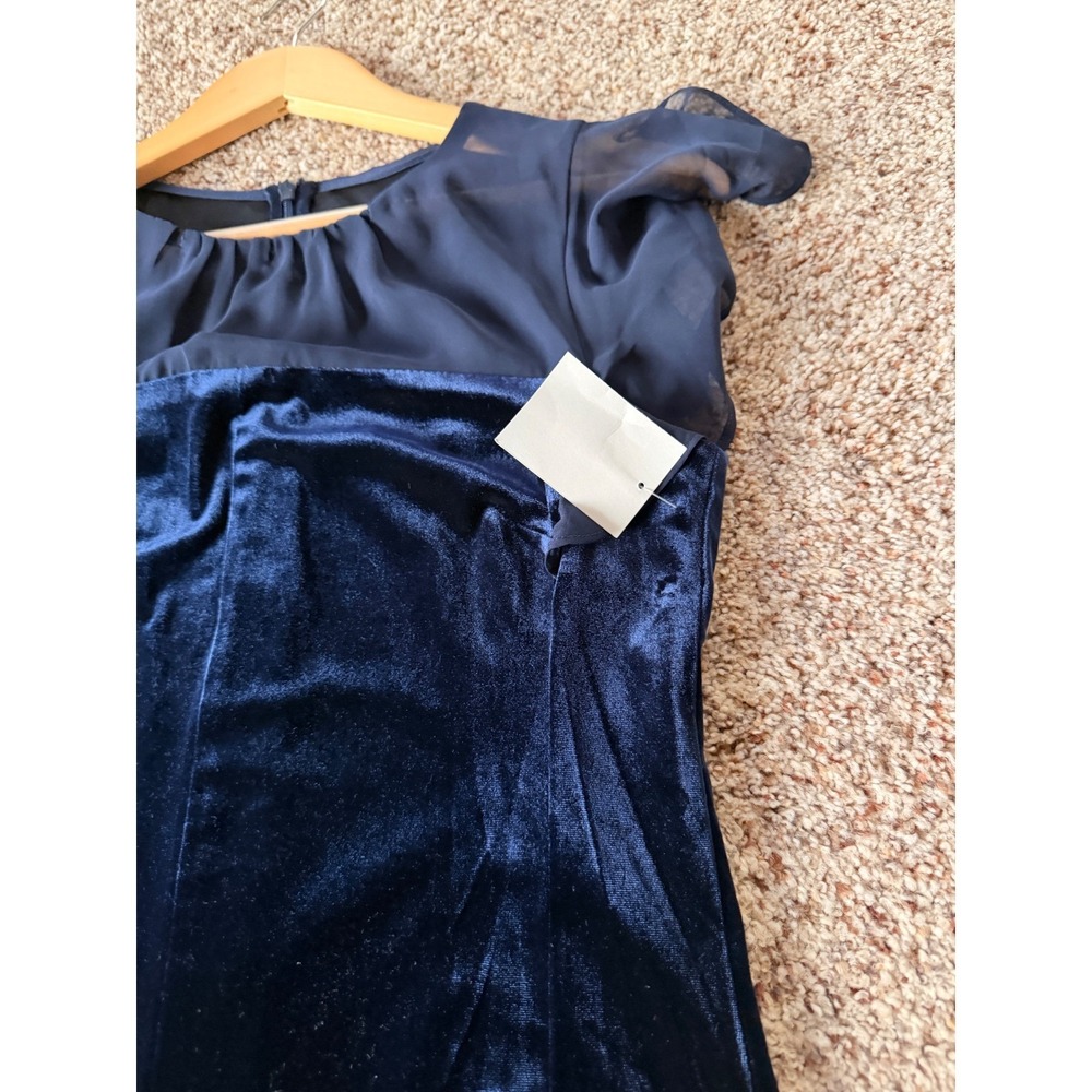 Harper Rose Sheath Dress 6 Navy Blue Velvet Flutter Sleeve Cocktail Elegant Chic - Picture 6 of 7
